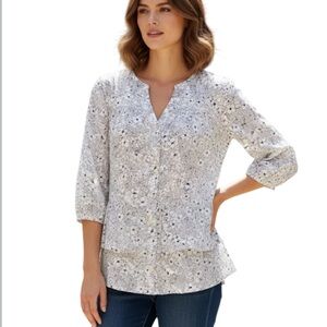 Jane and Delancey NWT white and black floral blouse size small